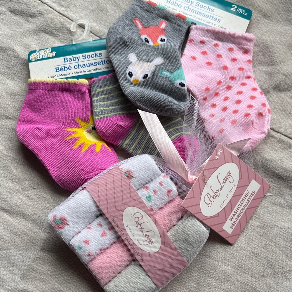 Cozy Socks Set - Pink, Gray, and White